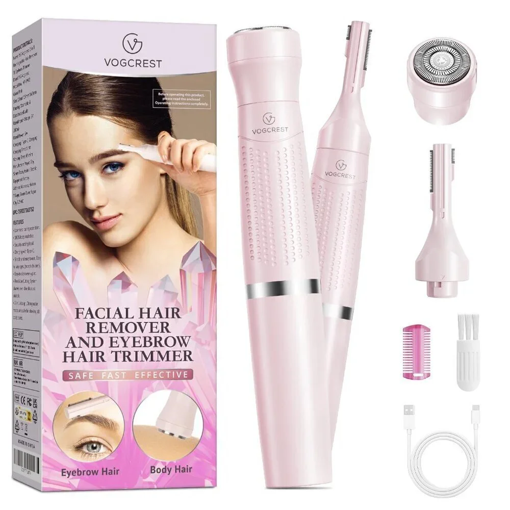 Women's Eyebrow Trimmer & Facial Hair Remover, 2 in 1, Double Rotating Blades, S